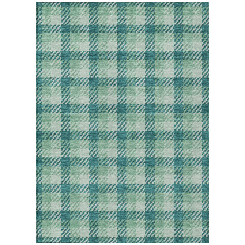 Tapis d'intérieur lavable écossais vert 9 'X 12'