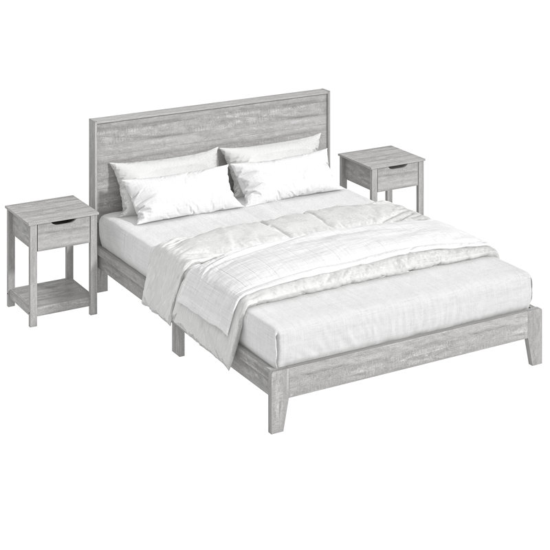 Allyannah 3 Piece Bedroom Set, Dusty Gray Oak