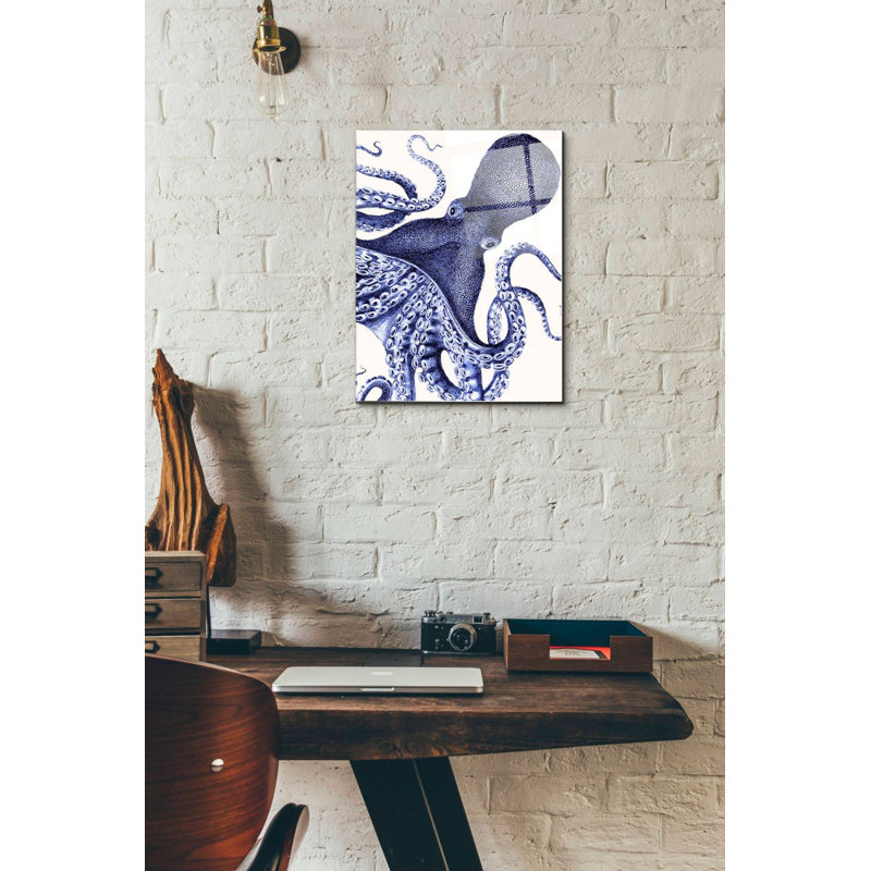 Landscape Blue Octopus by Fab Funky - Unframed Painting, 16" H x 12" W x 0.12" D
