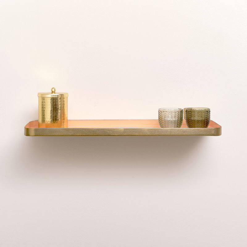 Enamelled Metal Wall Shelf - 50Cm, Pink