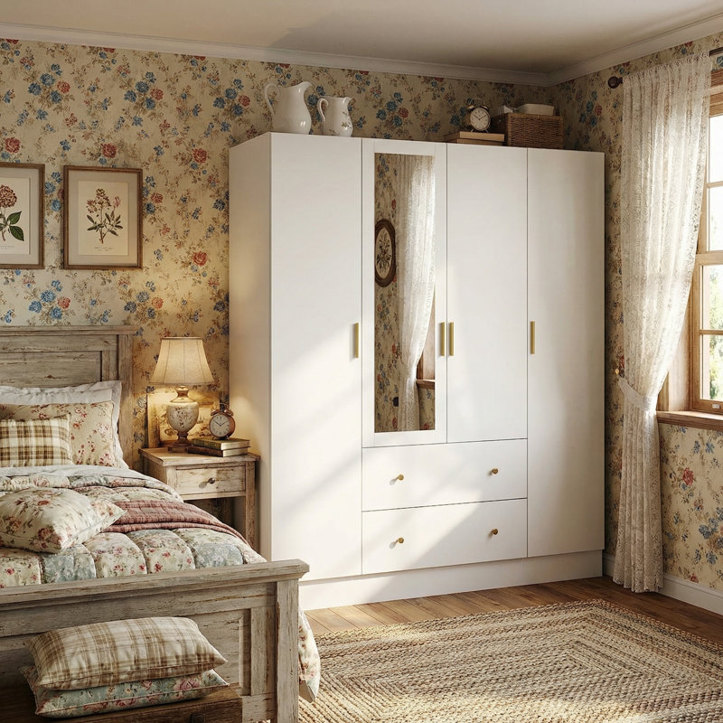 Armoire 4 portes 70,9 po Ragin, Blanc