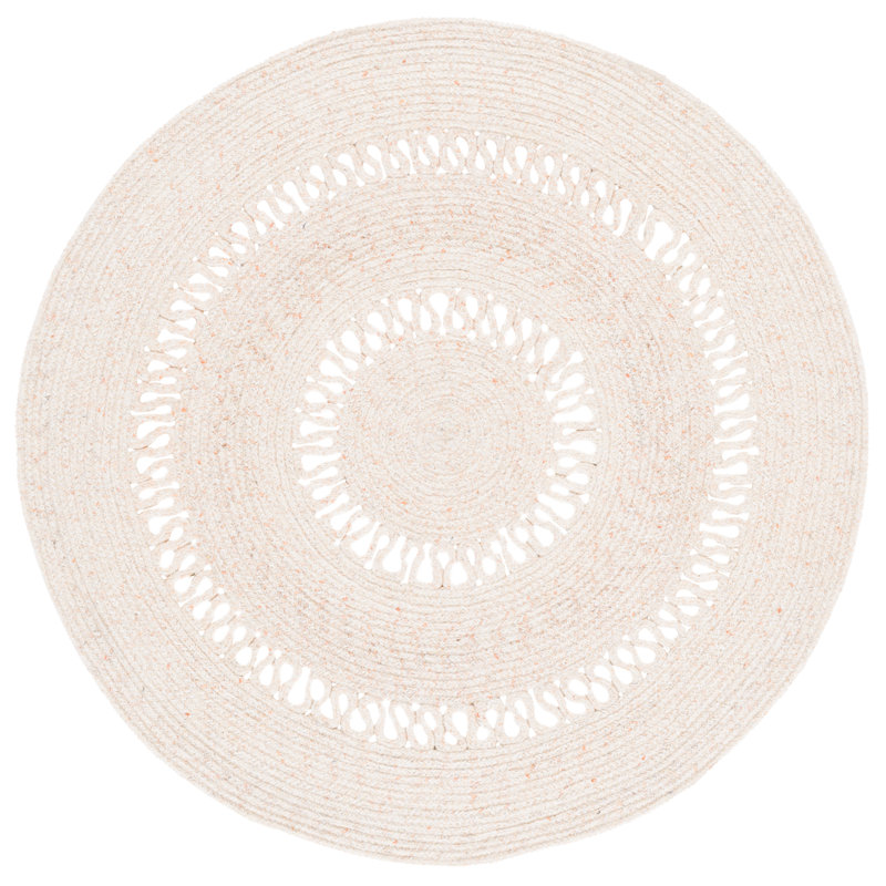 Braided Hand Woven No Pattern Indoor Rug, 4'-0" x 4'-0" Round