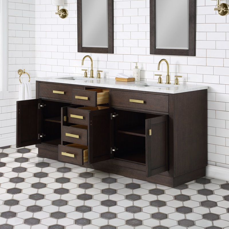 Ashanda 72'' W Single Vanity, Brown Oak