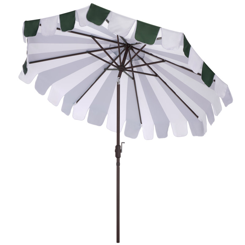 Parasol à manivelle 9 pi Mezze, Rayures vert forêt
