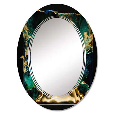 Phelia Abstract Geode Marble Green I - Abstract Marble Wall Mirror