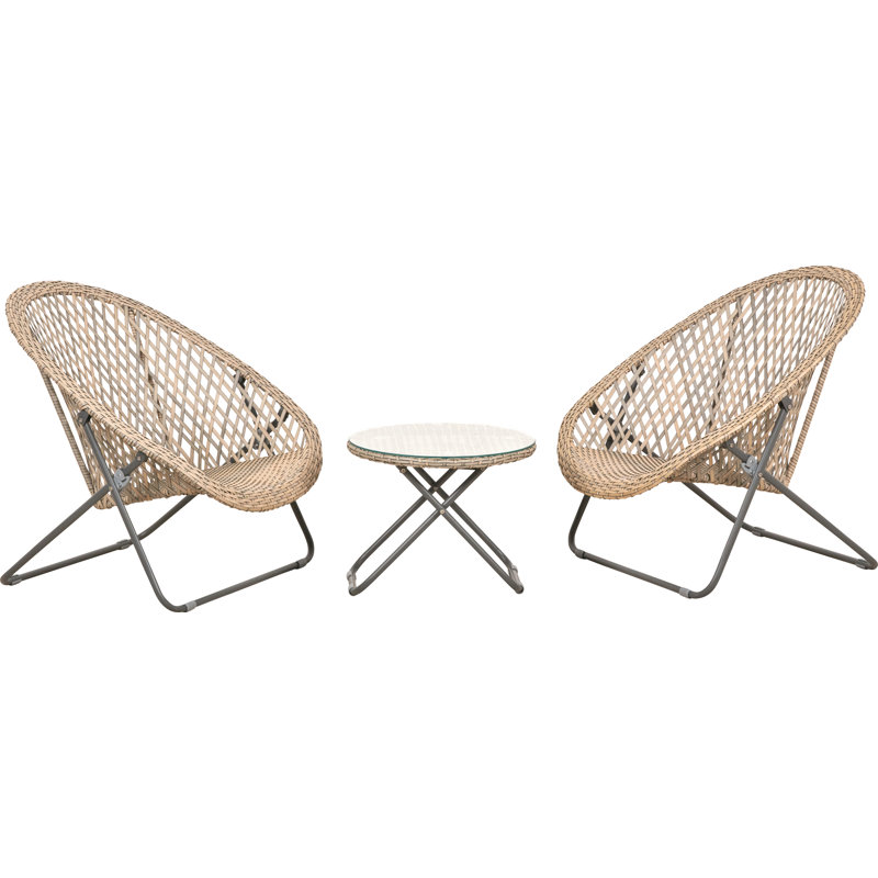 Gella Wicker 2 - Person Garden Lounge Set, Grey