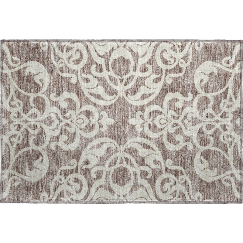 Premium Machine Washable Prisco Taupe Rug, Rectangle 1'8" x 2'6"