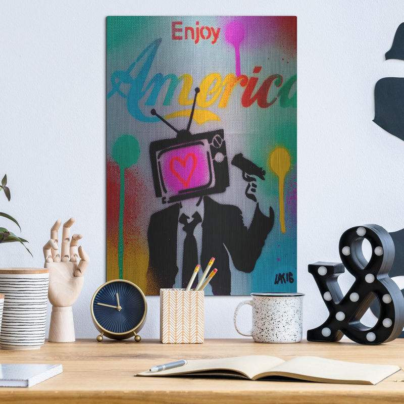 «Enjoy America» par Abstract Graffiti, art mural, H 16 po x l 12 po
