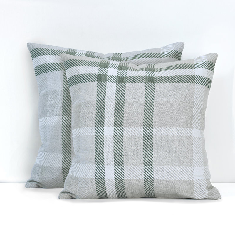Housse de coussin d'extérieur carré Pacifica, 24 po x 24 po, Tartan gris charbon