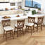  Ensemble de 3 tabourets de bar 26 po en bois avec 3 chaises et dossier rembourré brun et beige