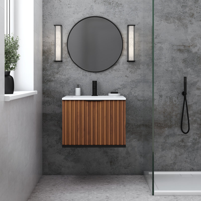 Terra 24'' W Single Vanity, Matte Black, White Quartz/Single Faucet Mount