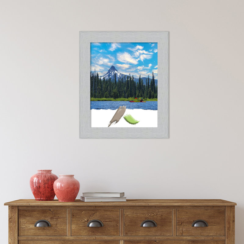 Cadre photo Shiplap en bois bleu marine, cadre photo, cadre artistique, L 16 po x H 20 po, Blanc