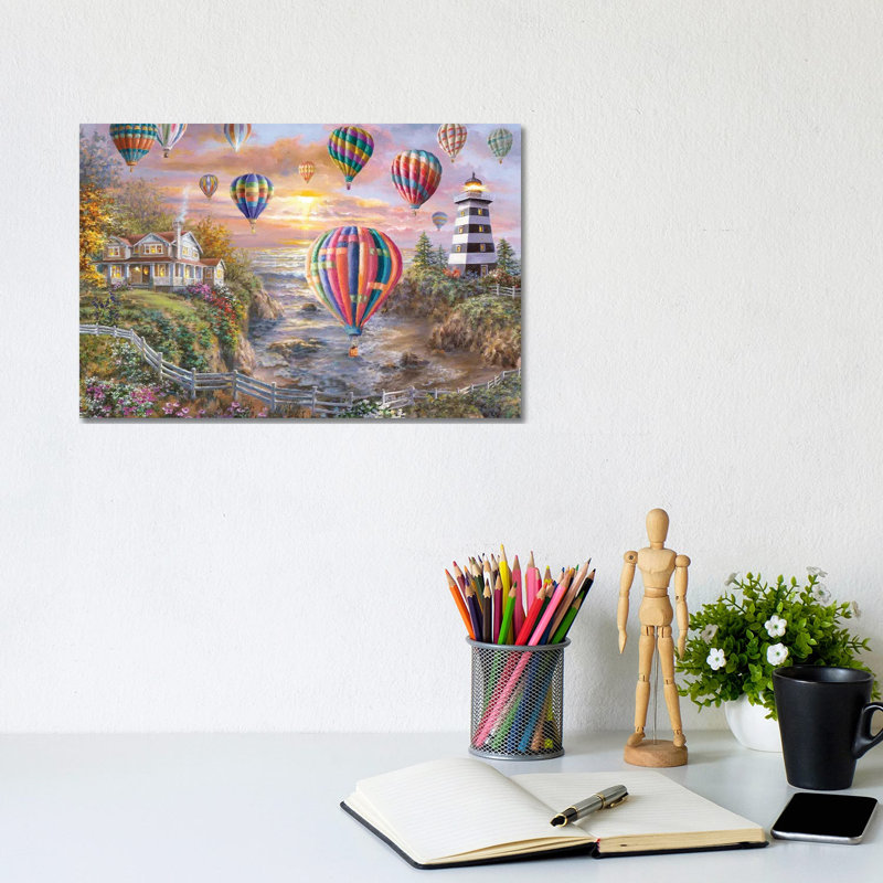 Balloons Over Cottage Cove by Nicky Boehme - No Frame Gallery-Wrapped Canvas Giclée on Canvas, 20.32cm H x 30.48cm W