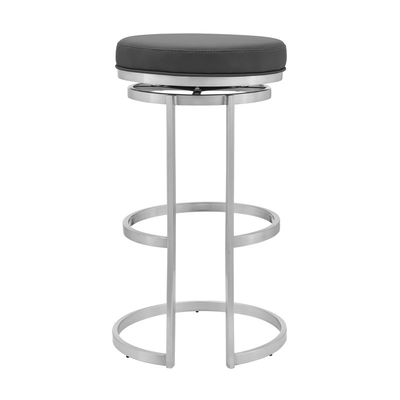 Tabouret de bar en acier inoxydable Kayisha, Acier inoxydable brossé, Tabouret de bar (siège d'une hauteur de 30 po)