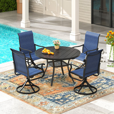 Ensemble repas d'extérieur pour 4 personnes avec chaises pivotantes 4 personnes