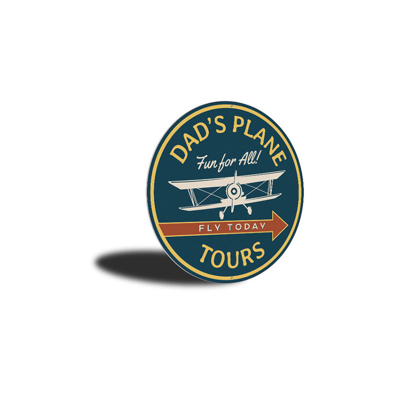 Panneau en aluminium «Dad's Plane Tours», H 12 po x l 12 po x P 0,04 po