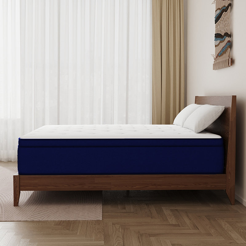 Matelas hybride mi-ferme en mousse à mémoire de forme de 12 po dans une boîte à ressorts ensachés individuellement Certipur-us Certifié soulagement de la pression - bleu