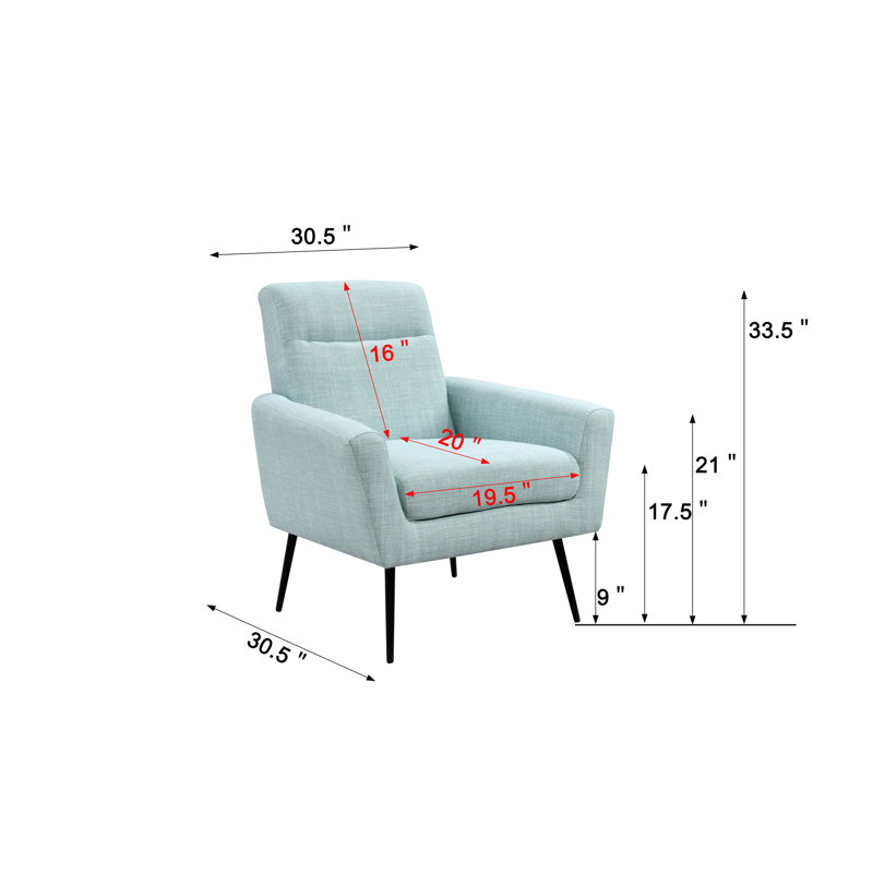 Fauteuil de 30,5 pouces de largeur, Mélange de lin brun clair