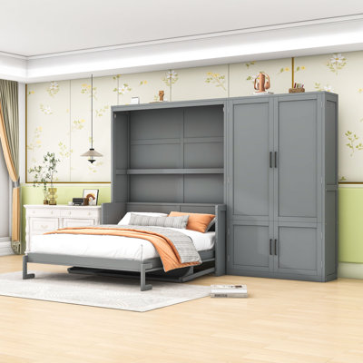Space-Saving Queen Murphy Bed with Hydraulic Lift and Built-In Wardrobe