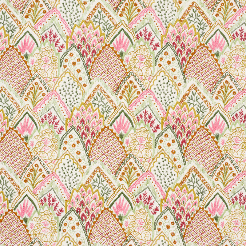 Tissu de broderie Albizia, Rose / feuille