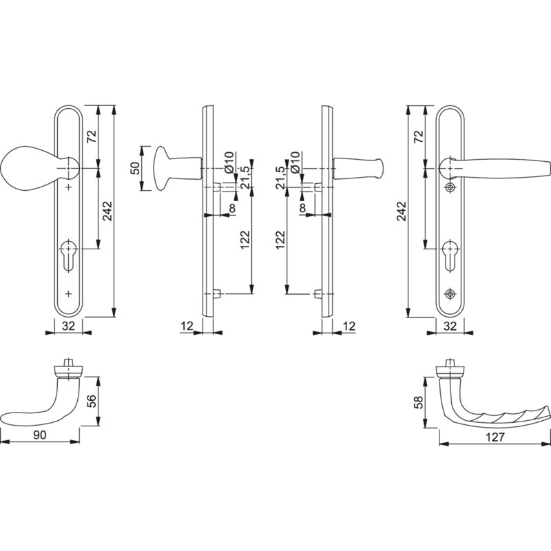 Right Door Handle, Matt Black
