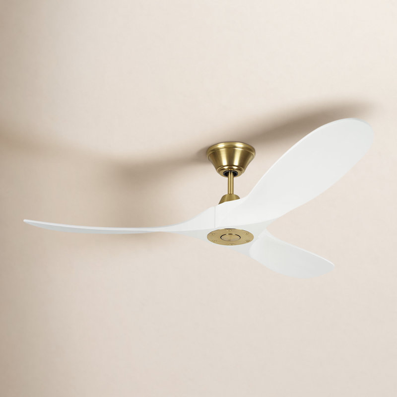 Obsidian Ceiling Fan, Burnished Brass with White Blades, 60 inches