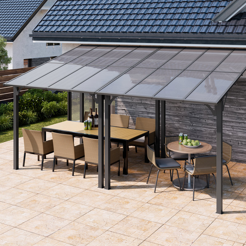 Aluminum Pergola with Canopy, 99.2" H x 92.9" W x 103.5" D