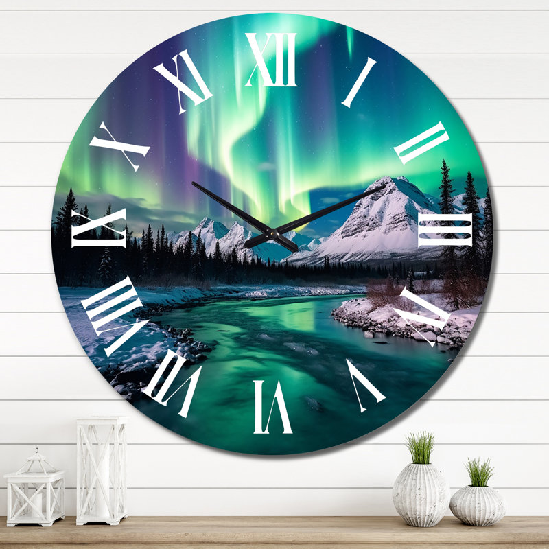 Horloge murale en métal Northern Lights, Très grand