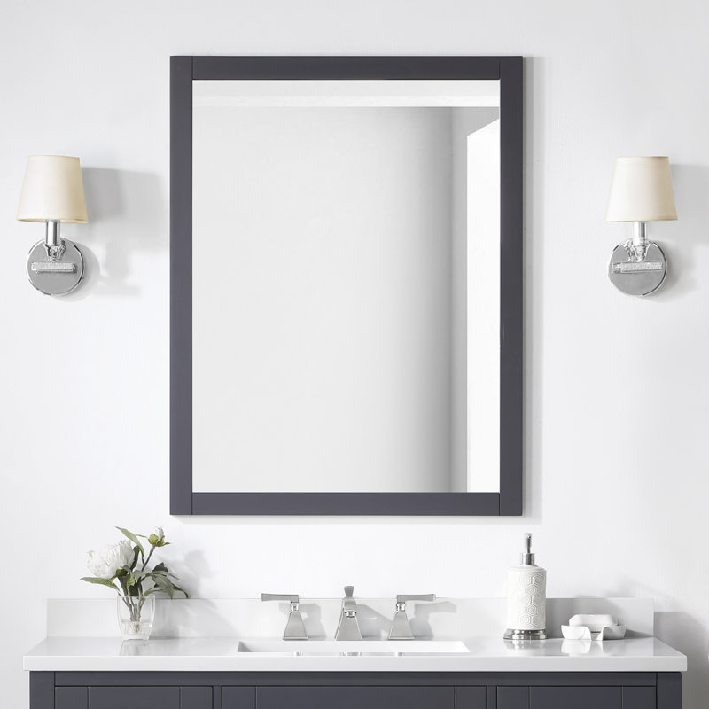 Miroir mural encadré Tahoe 28 po L x 36 po H, couleur anthracite foncé, Dark Charcoal