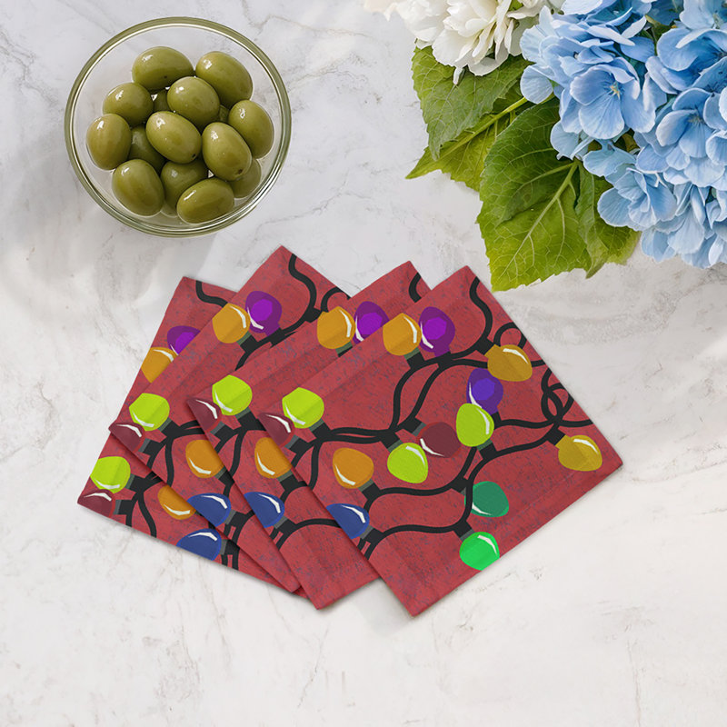 Serviettes de cocktail en satin de coton, Rouge
