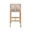 Tabouret d'extérieur en bois de teck avec coussin beige, ensemble de 2