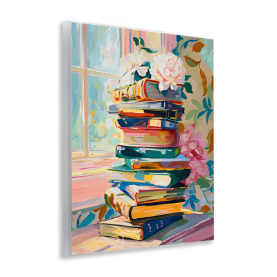 Vivid Bookstack by Window Wall Plaque, design by Arlington Prints