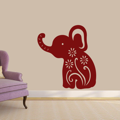 Décalcomanie murale éléphant floral