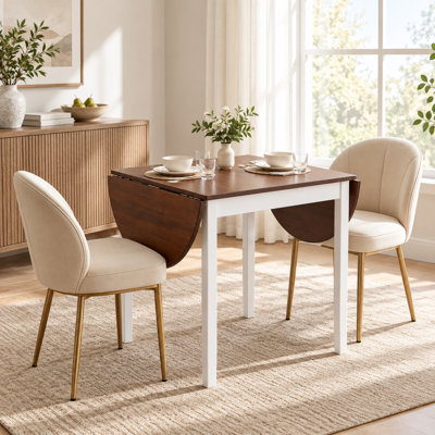Foldable dining table, pine wood tabletop, white legs (55" L x 27.5" W x 29.5" H)