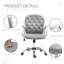 Office Chair In Grey Velvet, Button , Padded , Adjustable Height, Swivel Option Breathable Material, Seat Height &