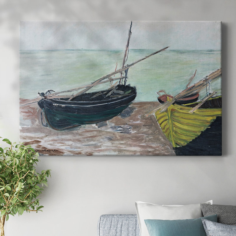 Bateaux sur la plage, toile tendue s-Gallery 1885, H 24 po x l 36 po