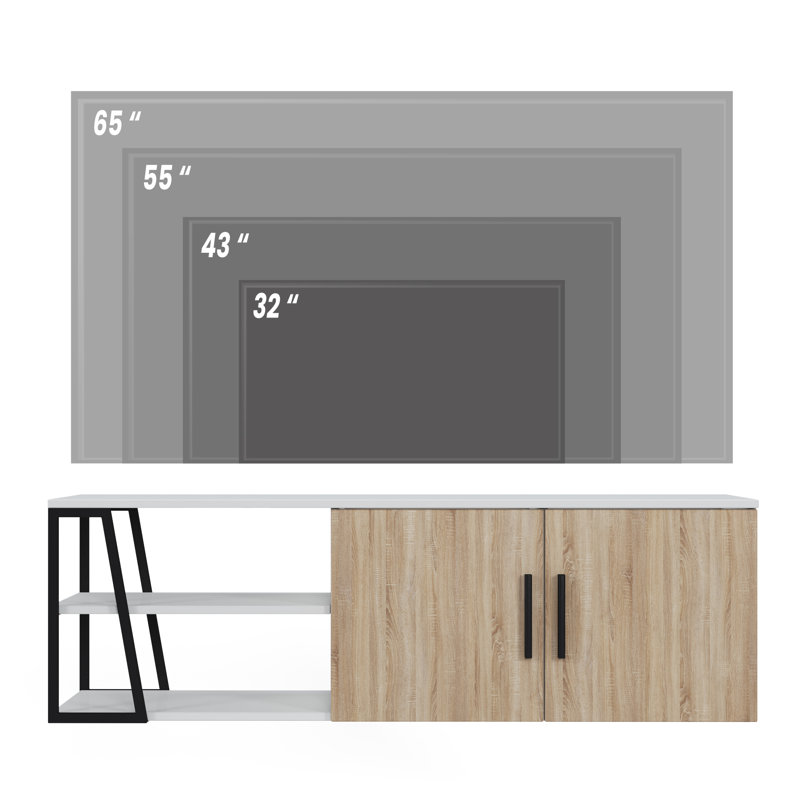 Keteri TV Stand, White/Light Walnut