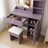 Modern Wood Vanity Desk And Stool Set with LED Lights-130040593