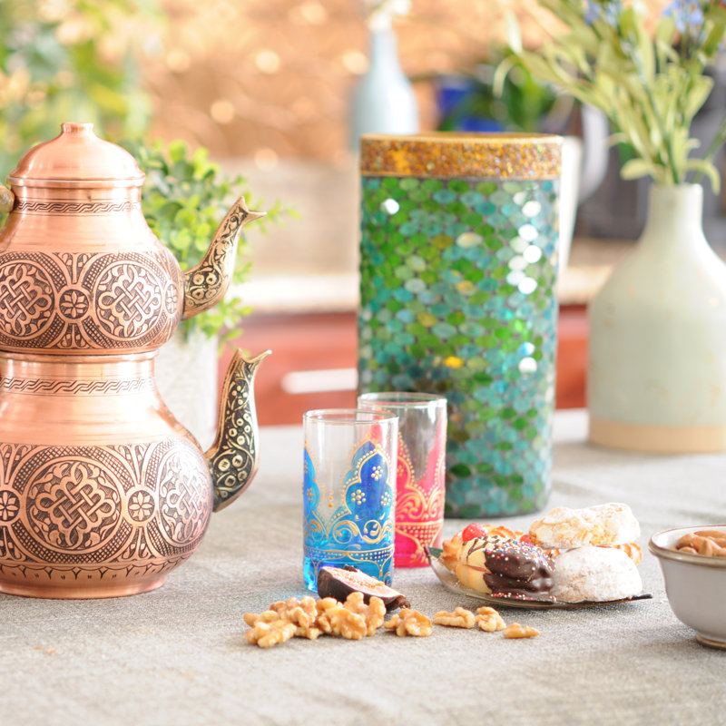 Ensemble de 6 tasses à thé en verre peint à la main Arabesque