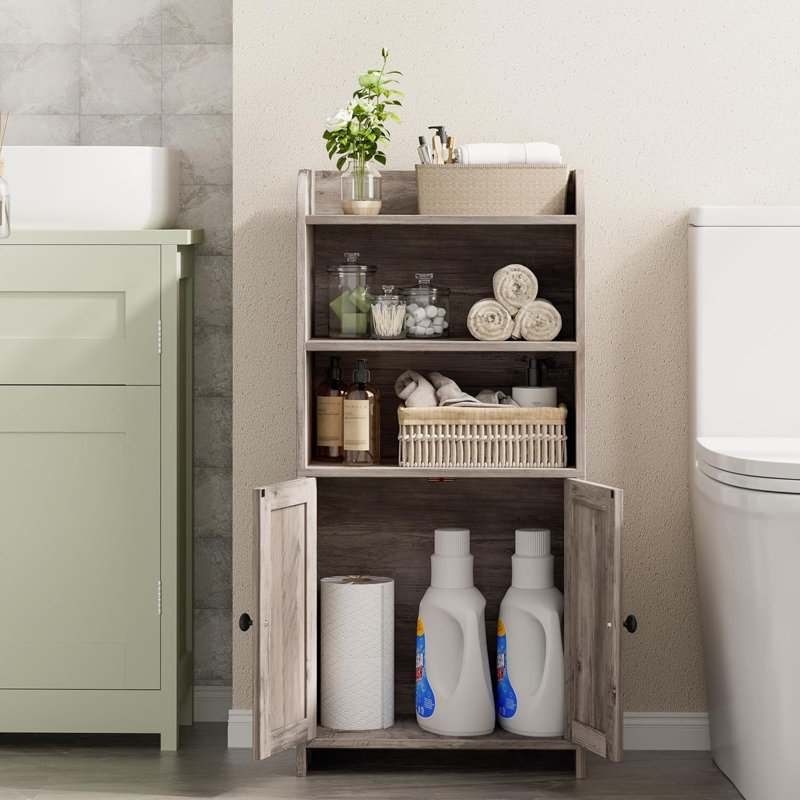 Petite armoire de rangement avec 2 portes, Grège