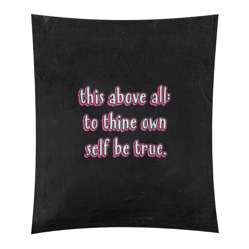 Tapisserie tableau noir en polyester, citation shakespeare, H 104 po x l 88 po, Rose