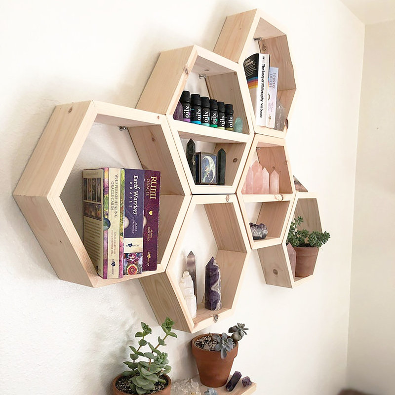 Bolyard 7 Piece Hexagon Solid Wood Accent Shelf