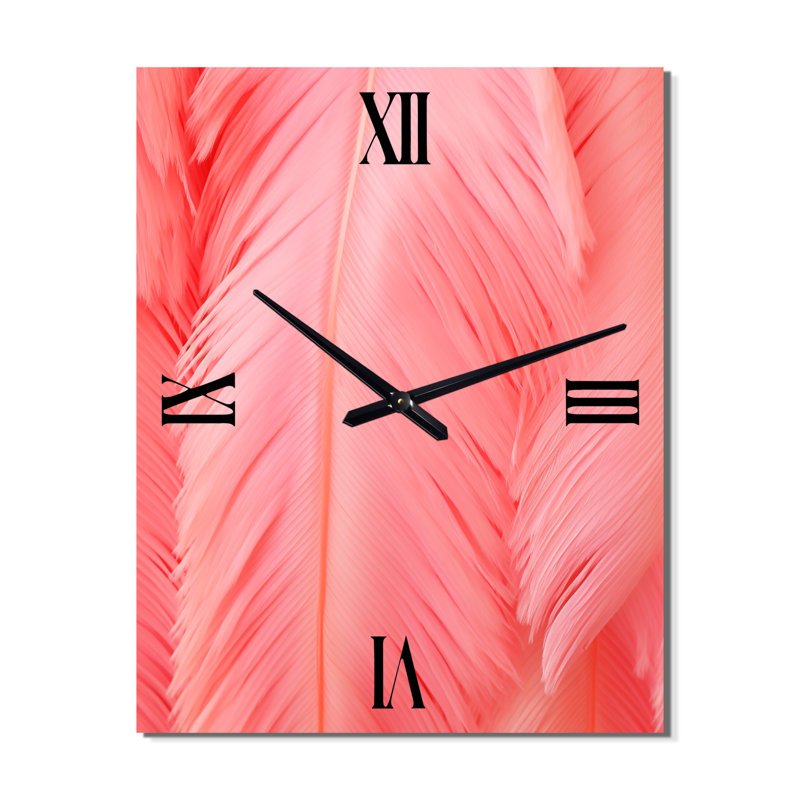 Boho Glam Pink Feather Elegance - Plumes très horloges murales, Petit