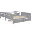Lit simple superposé au dessus d'un lit double avec échelle, lit gigogne simple, barrière de sécurité, gris