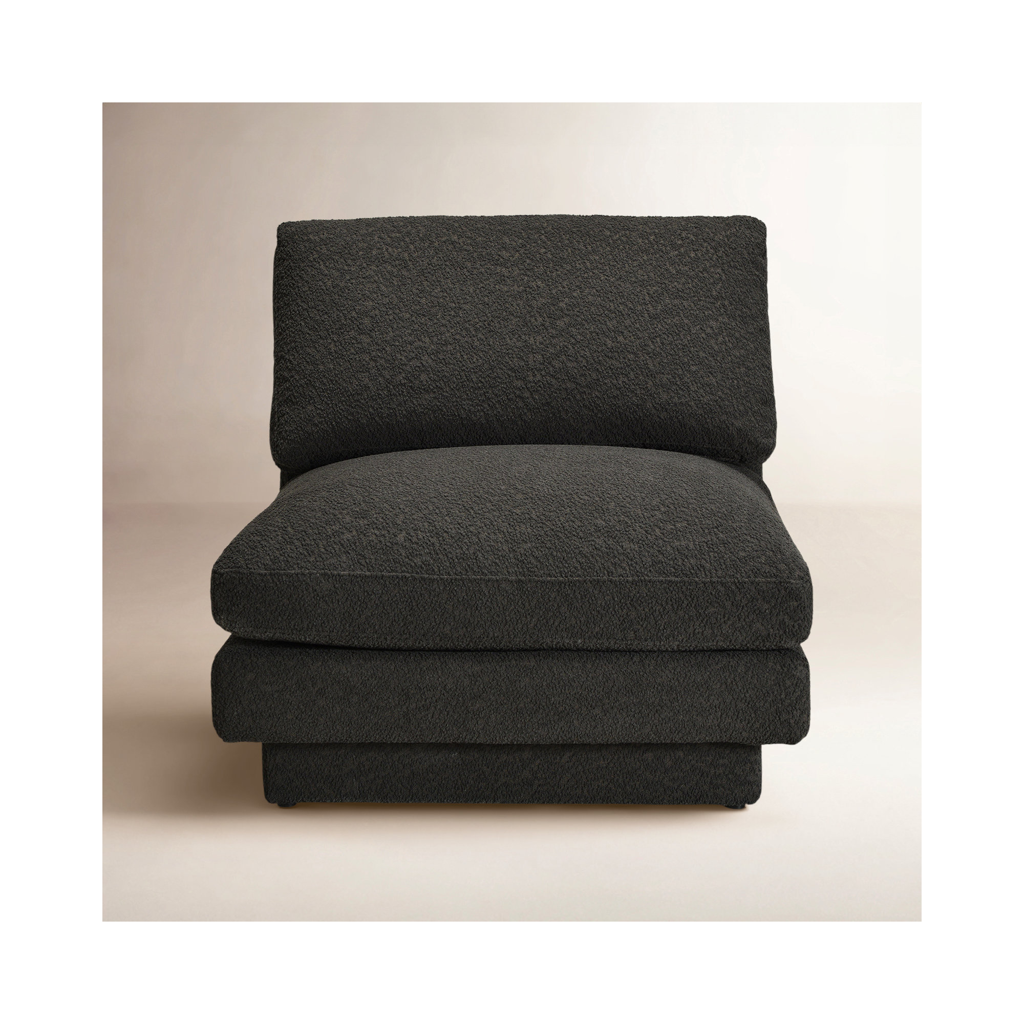 Woolf 34" Modern Boucle Upholstered Slipper Chair, Black Boucle