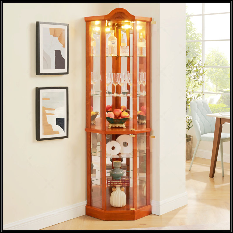 Vitrine d'angle vitrée, Chêne
