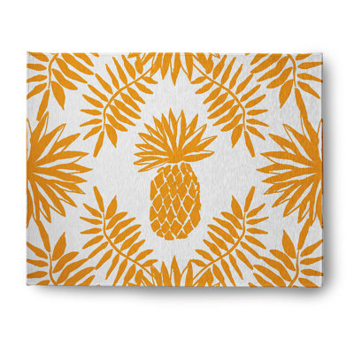 Tapis en chenille ananas et feuilles
