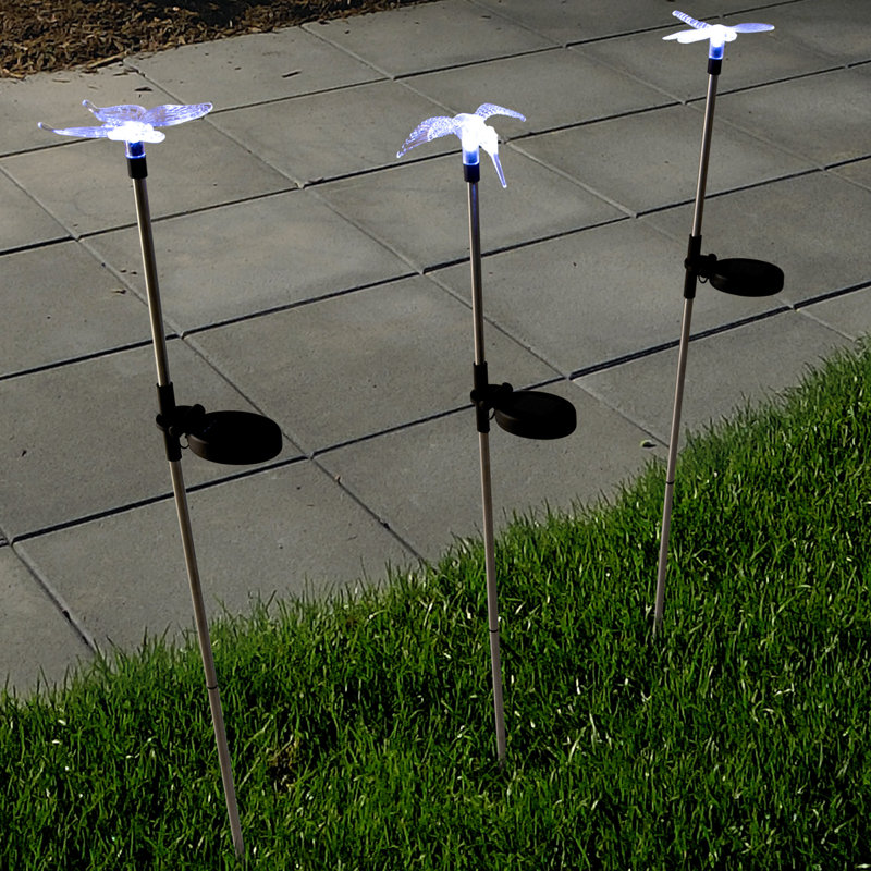 Silver Solar Powered Integrated LED Metal Pathway Light Pack