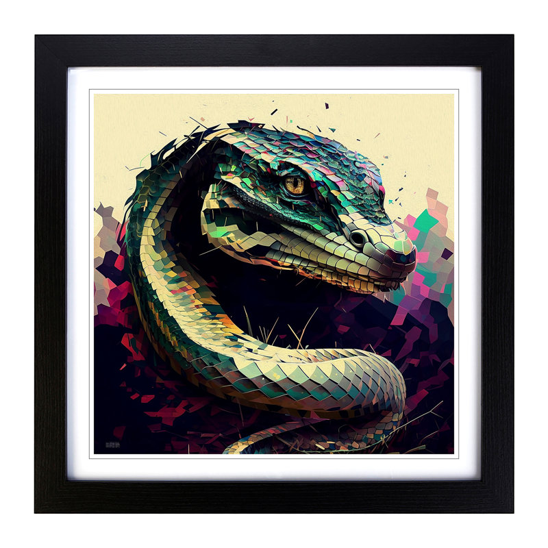 Snake - Single Picture Frame Print on Wood, Black