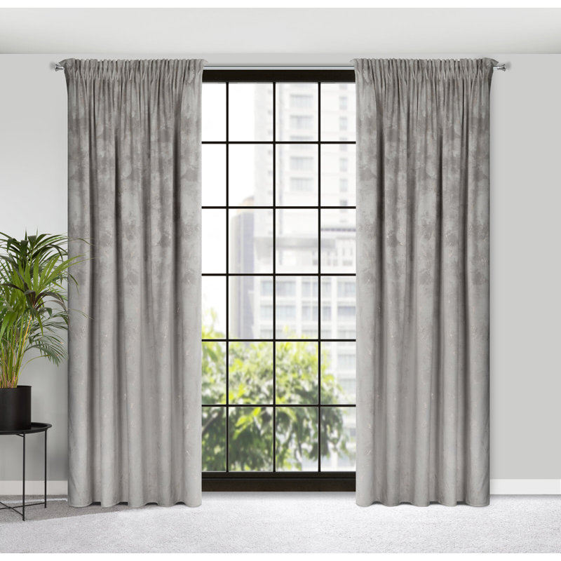 Theophilos Blackout Curtains Single Panel, Silver
